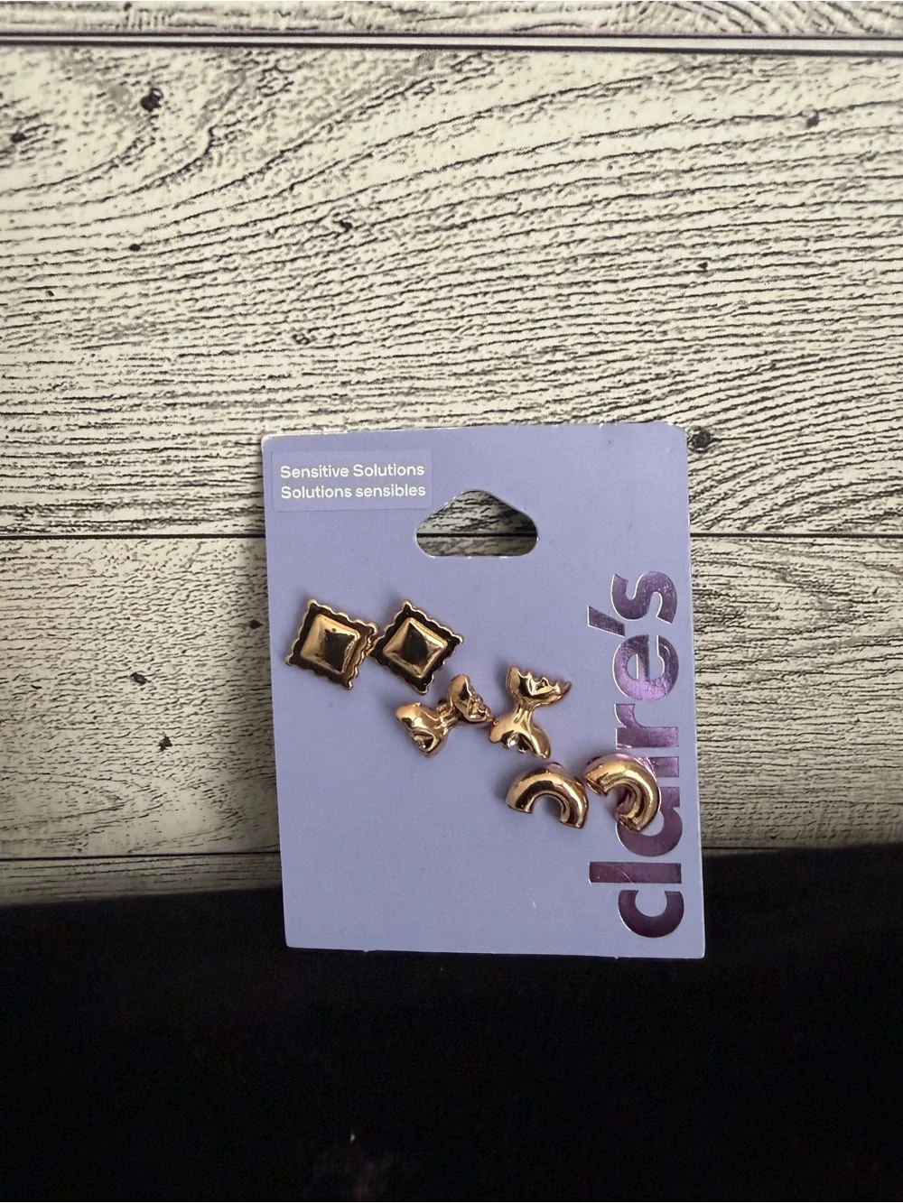 Gold Tone Stud Earring Set - 3 Pairs